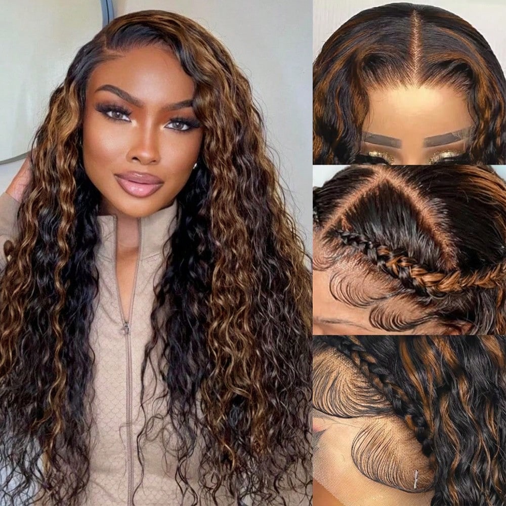 Hd Lace Frontal Wig Human Hair Pre Plucked - 16-34 polegadas 1B/30 # Peruca Frontal