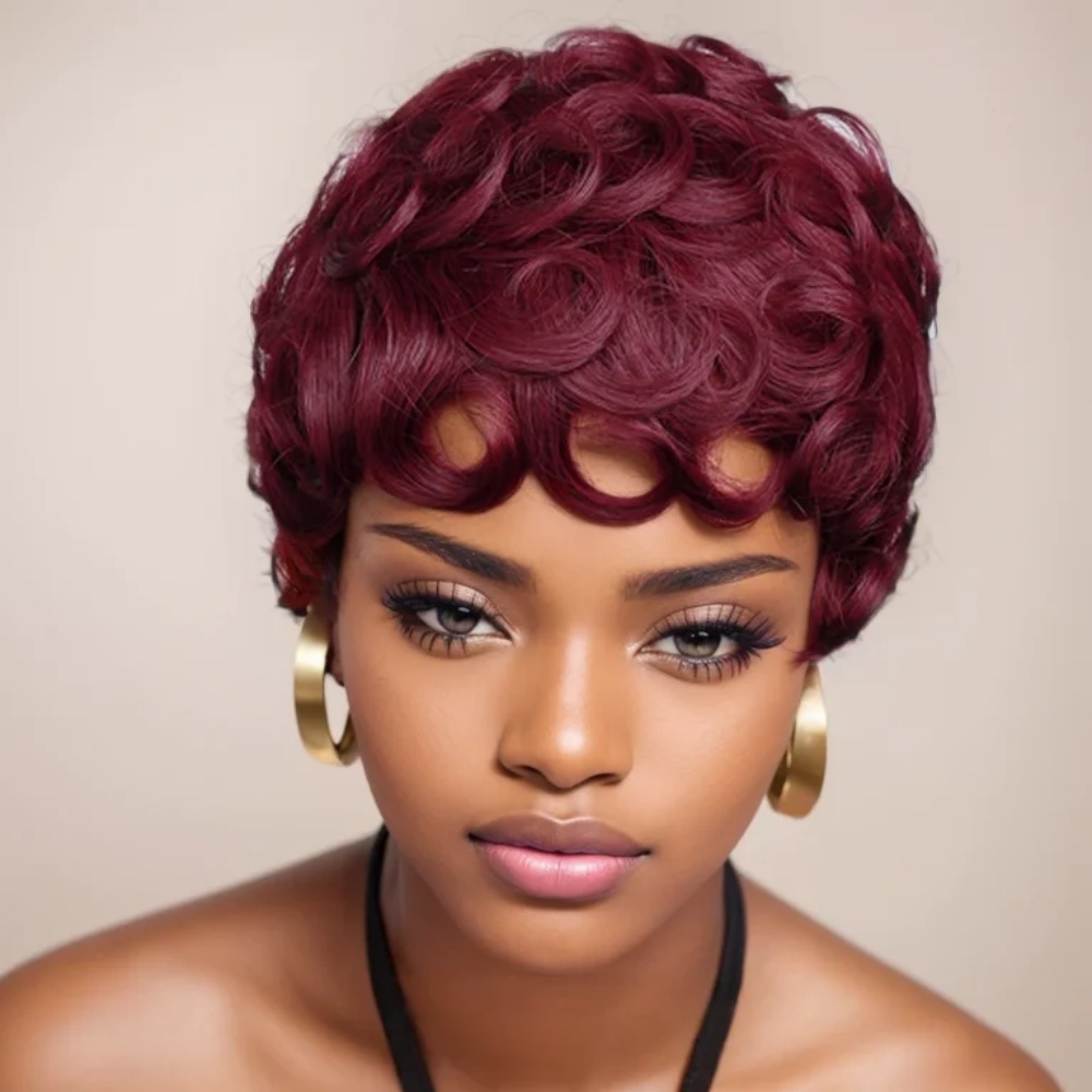 Short Pixie Cut Wig Human Hair Cheap - 99j pixie corte peruca de cabelo