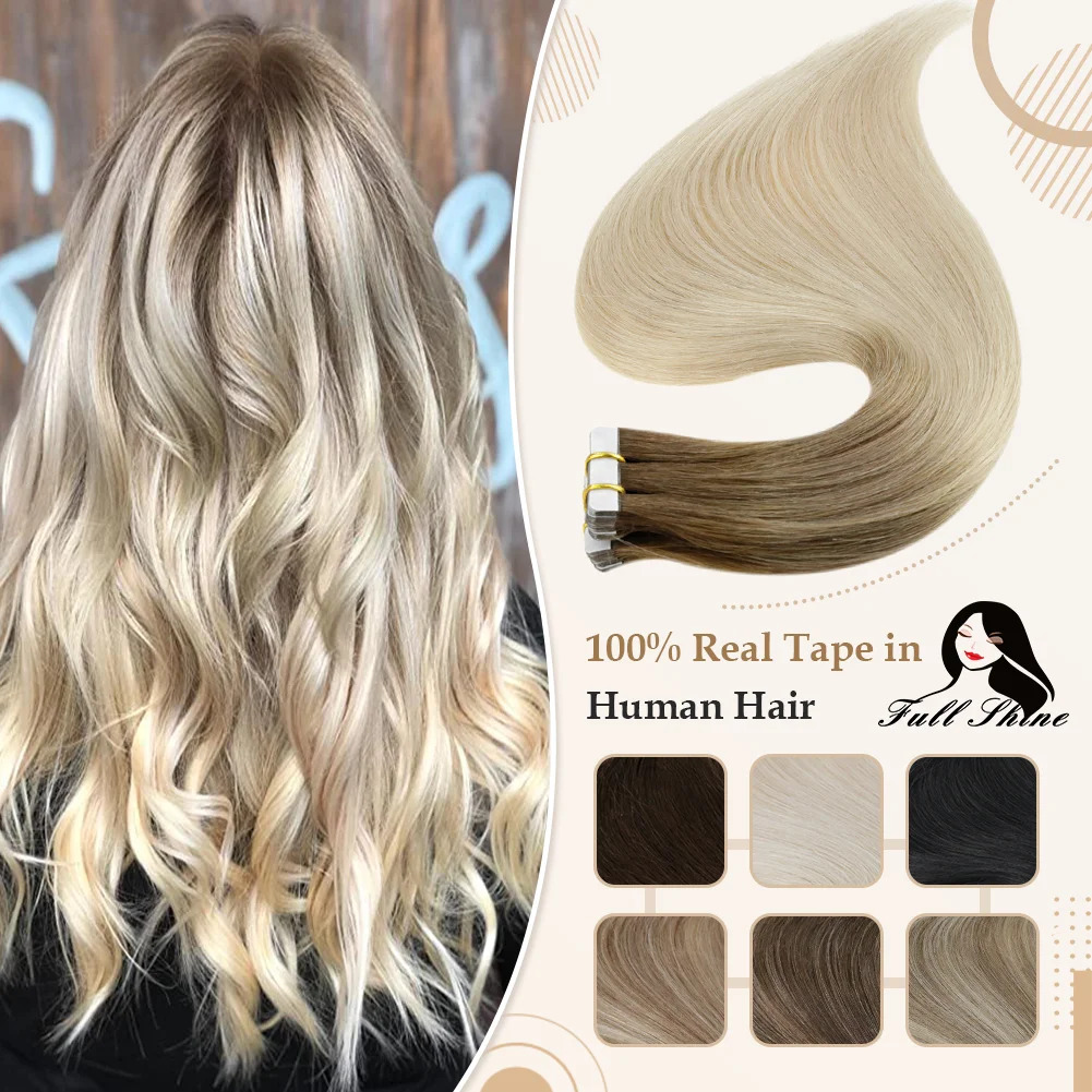 Invisible Tape In Extensions Real Hair - Fita omber de brilho completo em