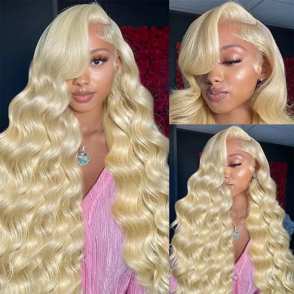 613 Blonde Body Wave Lace Front Wig - 613 hd peruca frontal do laço