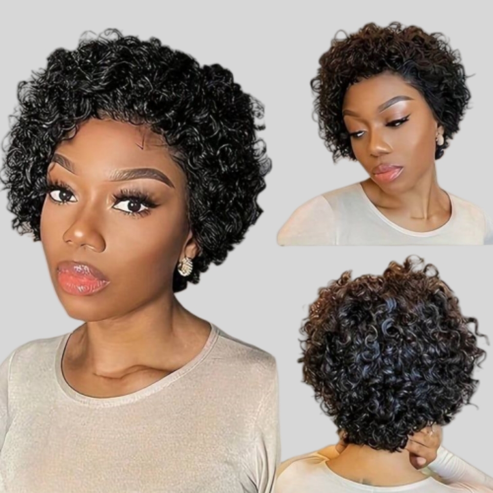Curly pixie corte peruca de re - Short Pixie Cut Wig Human Hair Cheap avaliação e preço