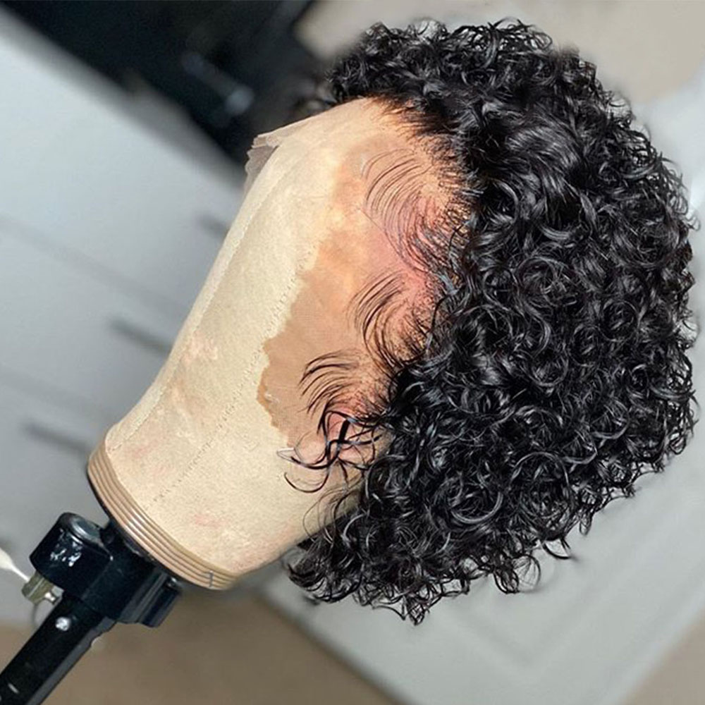 Curly pixie corte peruca de re - Short Pixie Cut Wig Human Hair Cheap avaliação e preço