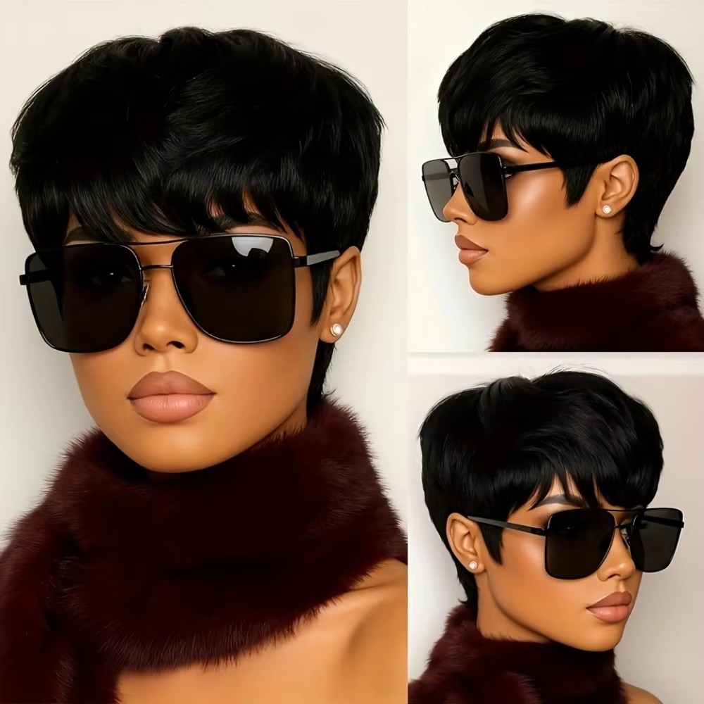 Peruca Feminina Curta Pixie de - Short Pixie Cut Wig Human Hair Cheap avaliação e preço