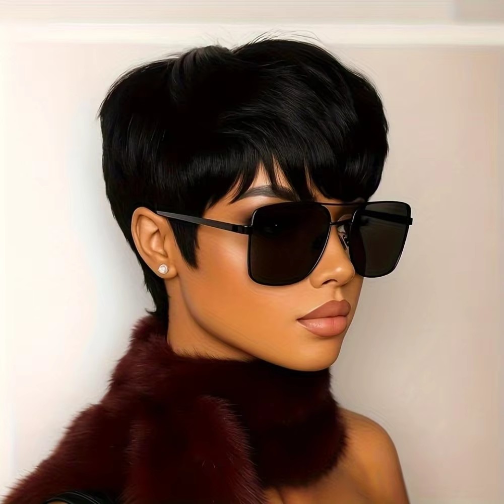 Peruca Feminina Curta Pixie de - Short Pixie Cut Wig Human Hair Cheap avaliação e preço