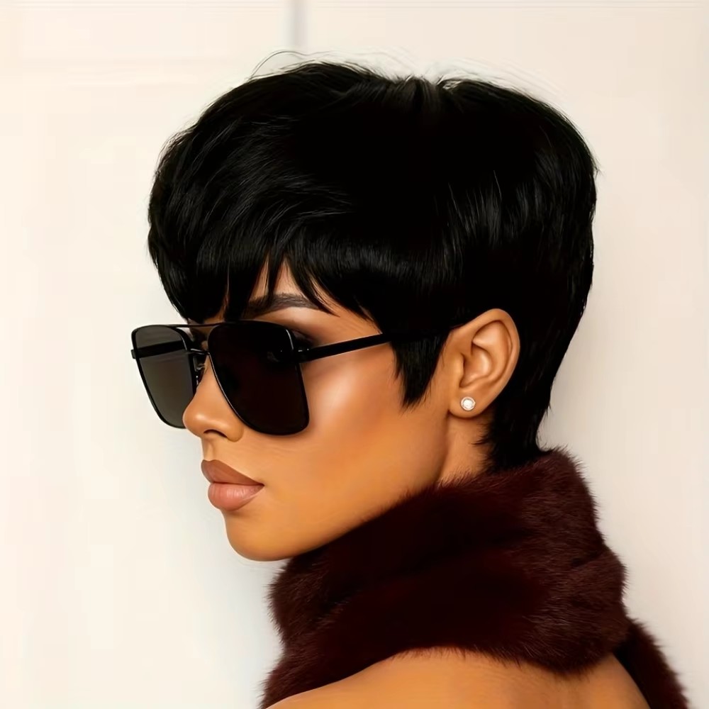 Peruca Feminina Curta Pixie de - Short Pixie Cut Wig Human Hair Cheap avaliação e preço
