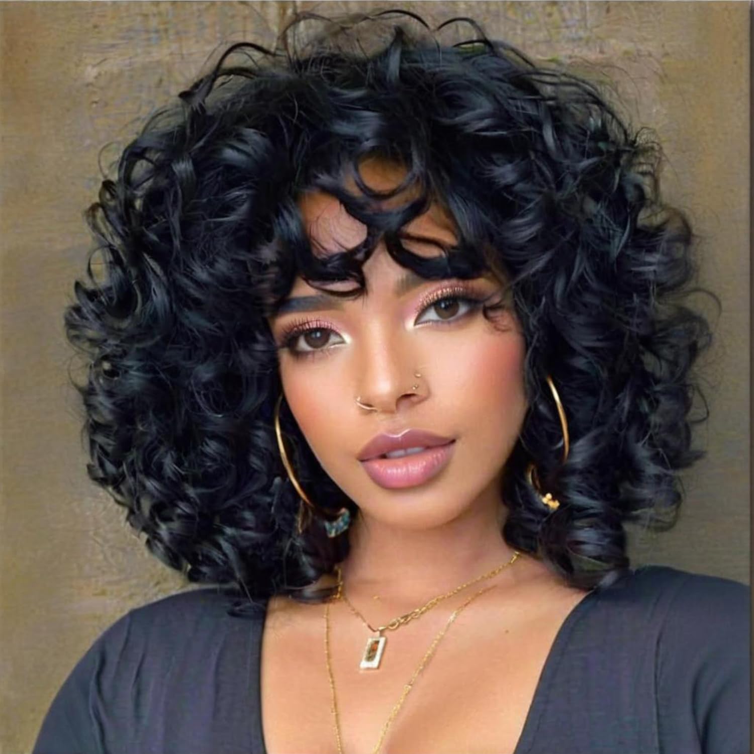 Bouncy encaracolado bob peruca - Short Pixie Cut Wig Human Hair Cheap avaliação e preço