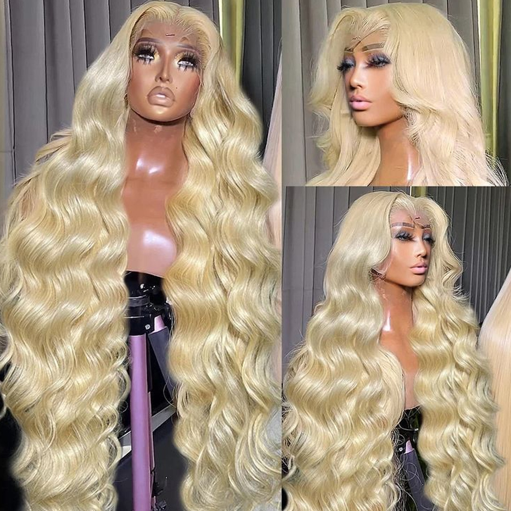 Peruca de Cabelo Humano Loiro  - 613 Blonde Body Wave Lace Front Wig avaliação e preço