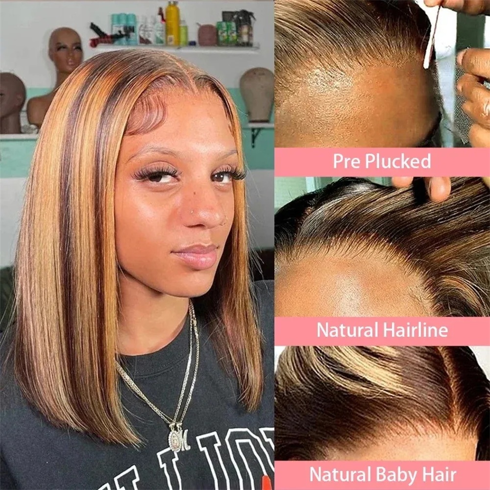 Perucas Bob Loiro Mel de Cabel - Glueless Wear And Go Human Hair Wig avaliação e preço