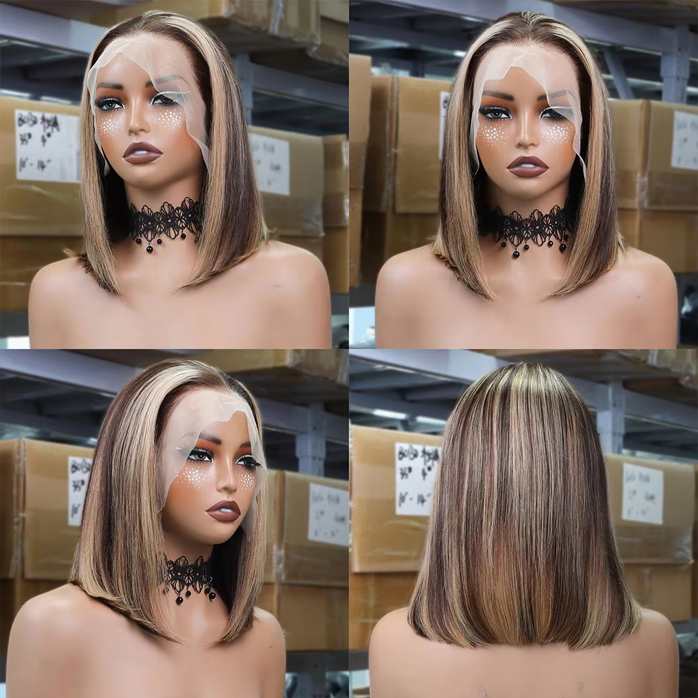 Perucas Bob Loiro Mel de Cabel - Glueless Wear And Go Human Hair Wig avaliação e preço