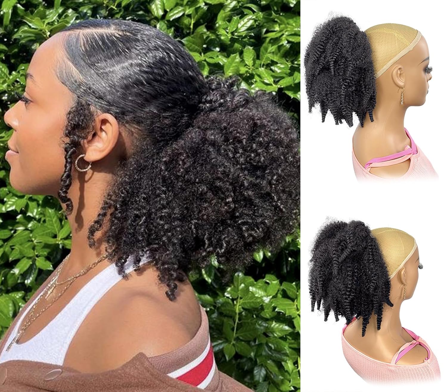 Ponytail Curto de Cabelo Marle - Drawstring Afro Curly Puff Ponytail avaliação e preço