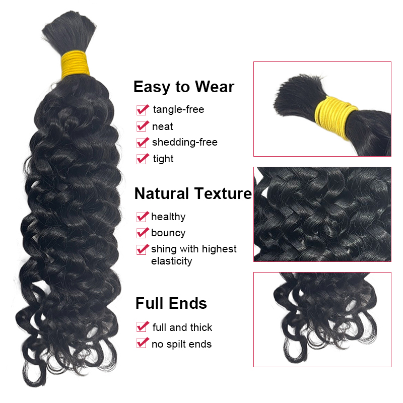 Cabelo Humano Ondulado a Grane - Water Wave Bulk Human Hair For Braiding avaliação e preço