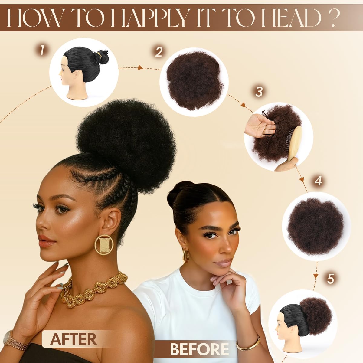 Ponytail Sintético Afro Puff c - Drawstring Afro Curly Puff Ponytail avaliação e preço