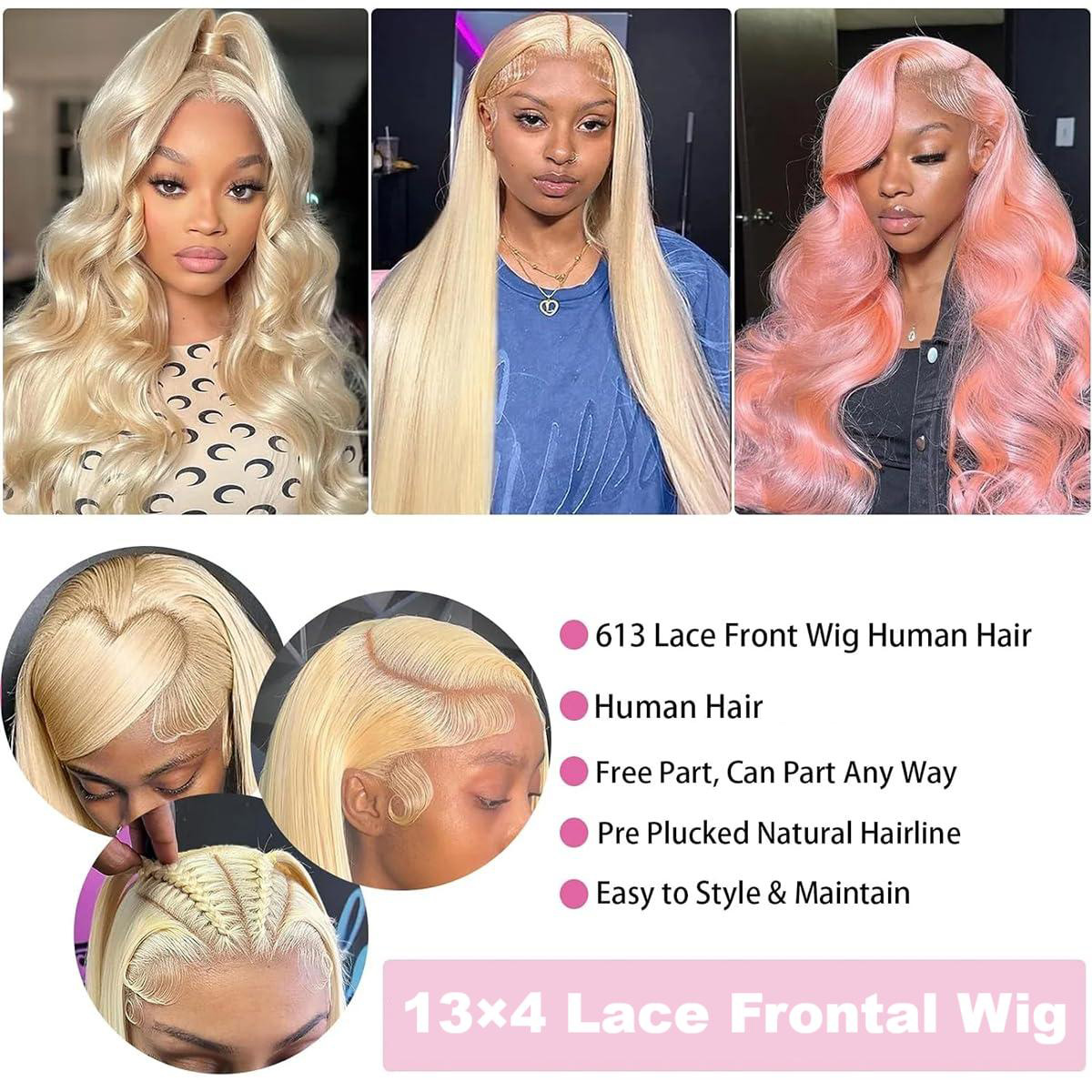 Peruca Frontal HD Lace 13x4, C - 613 Blonde Body Wave Lace Front Wig avaliação e preço