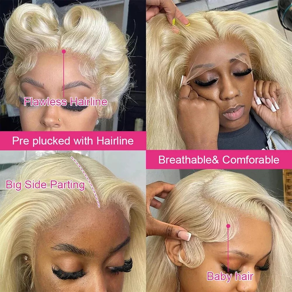 Peruca Frontal HD Lace 13x4, C - 613 Blonde Body Wave Lace Front Wig avaliação e preço